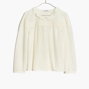 Like New Madewell Ruffle Collar Pintuck Popover Top